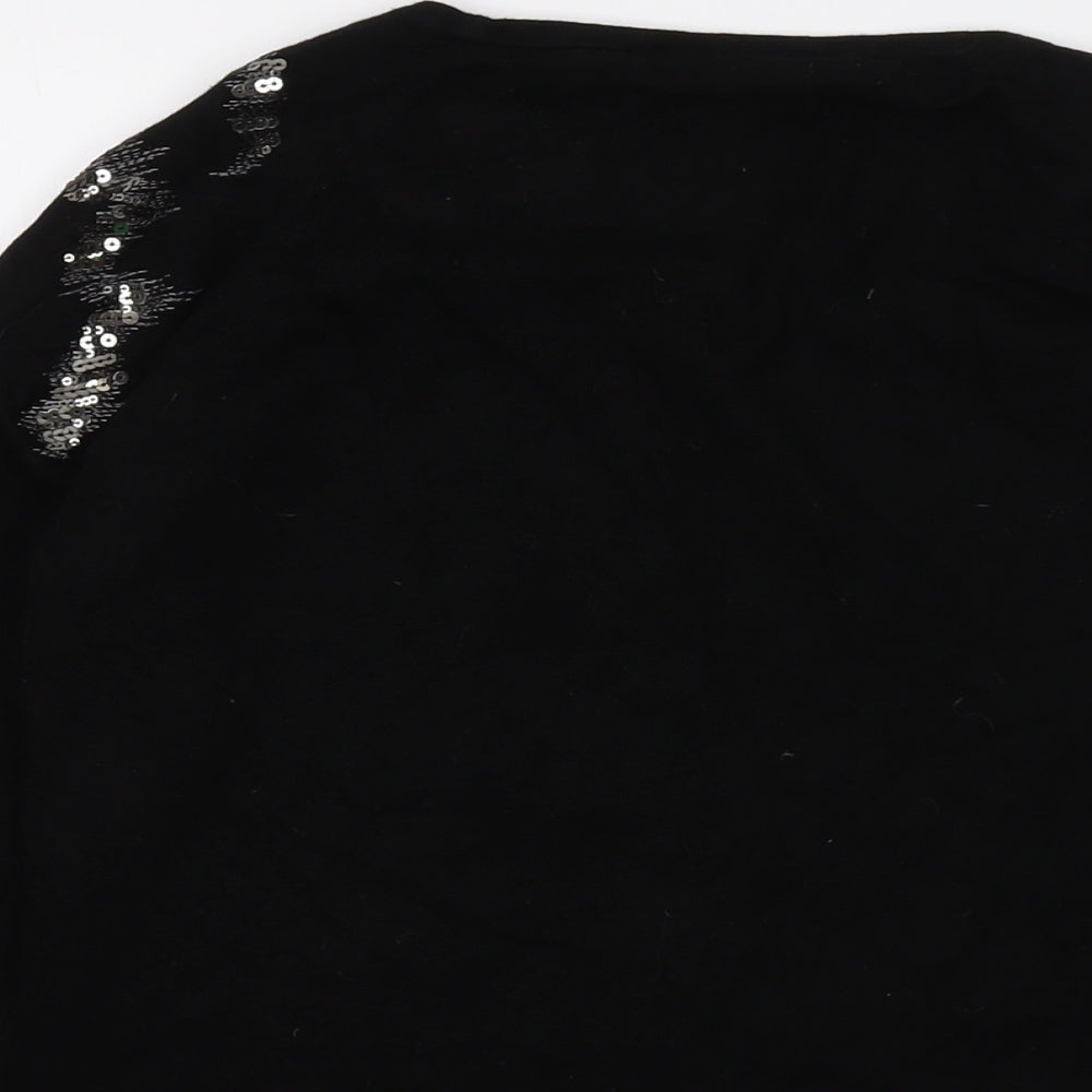 Warehouse Womens Black Round Neck Viscose Pullover Jumper Size 14