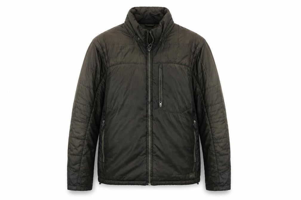 Front view of REI men’s green jacket, size XL, zip