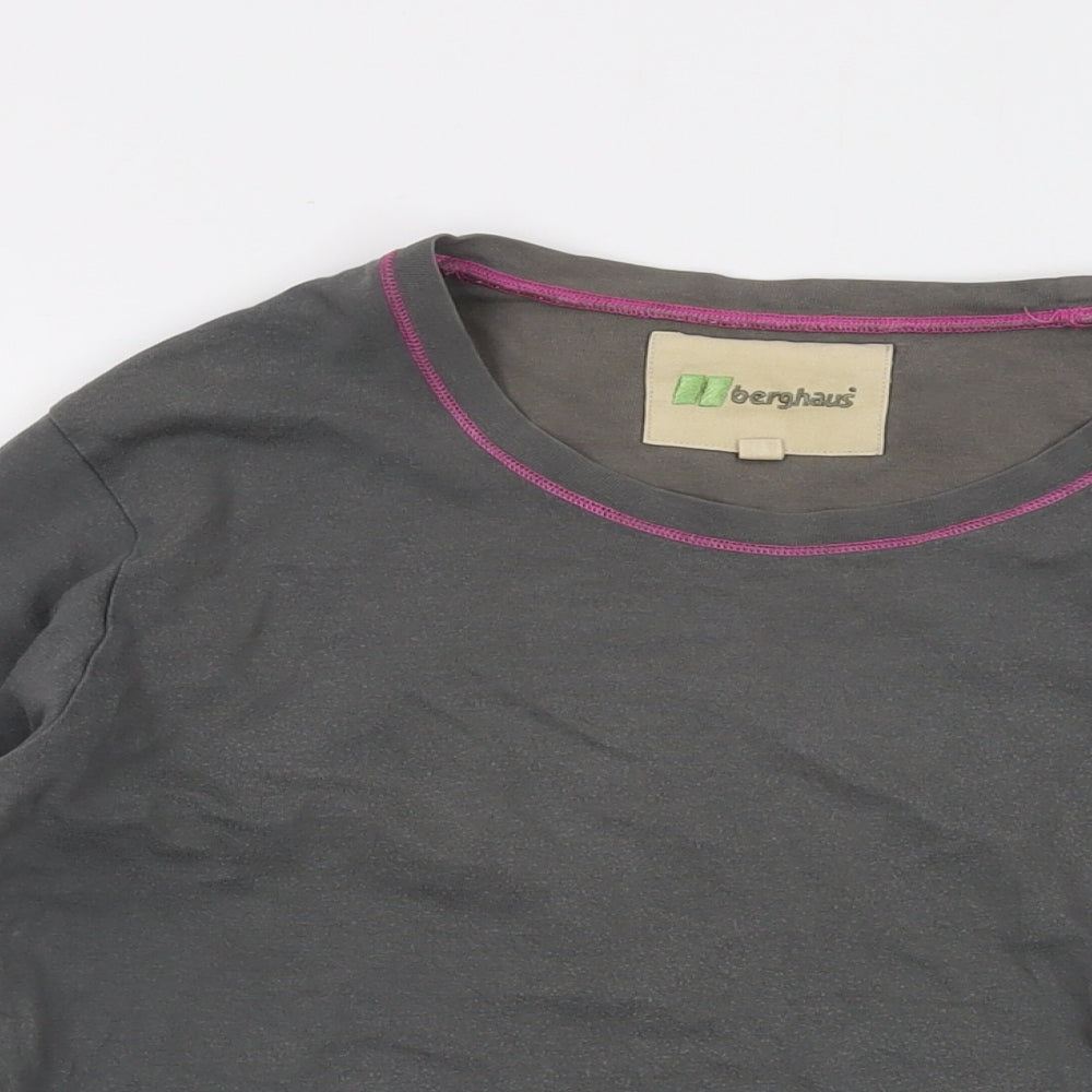 Berghaus Womens Grey Cotton Basic T-Shirt Size 14 Round Neck