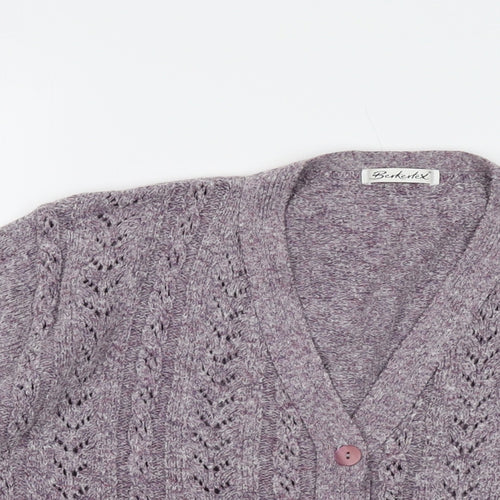 Berkertex Womens Purple V-Neck Acrylic Cardigan Jumper Size 14