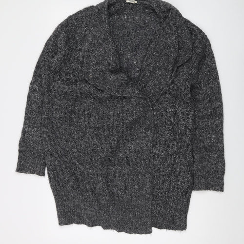 Fillipa K Womens Grey V-Neck Nylon Cardigan Jumper Size S