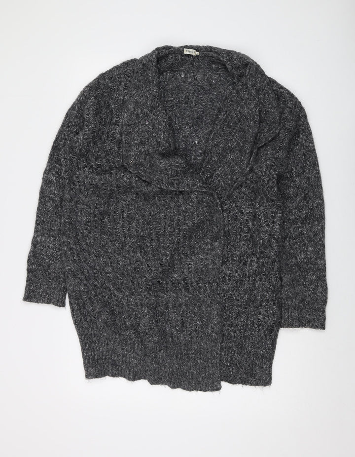 Fillipa K Womens Grey V-Neck Nylon Cardigan Jumper Size S