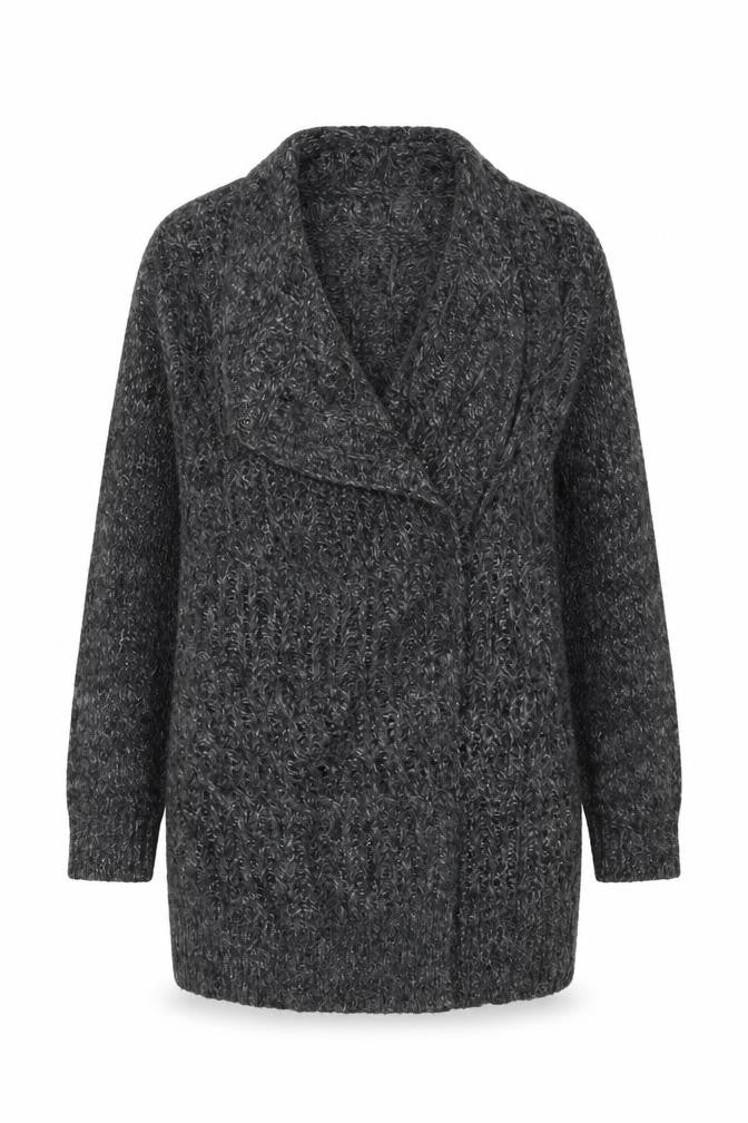 Fillipa K Womens Grey V-Neck Nylon Cardigan Jumper Size S