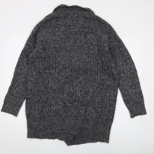 Fillipa K Womens Grey V-Neck Nylon Cardigan Jumper Size S
