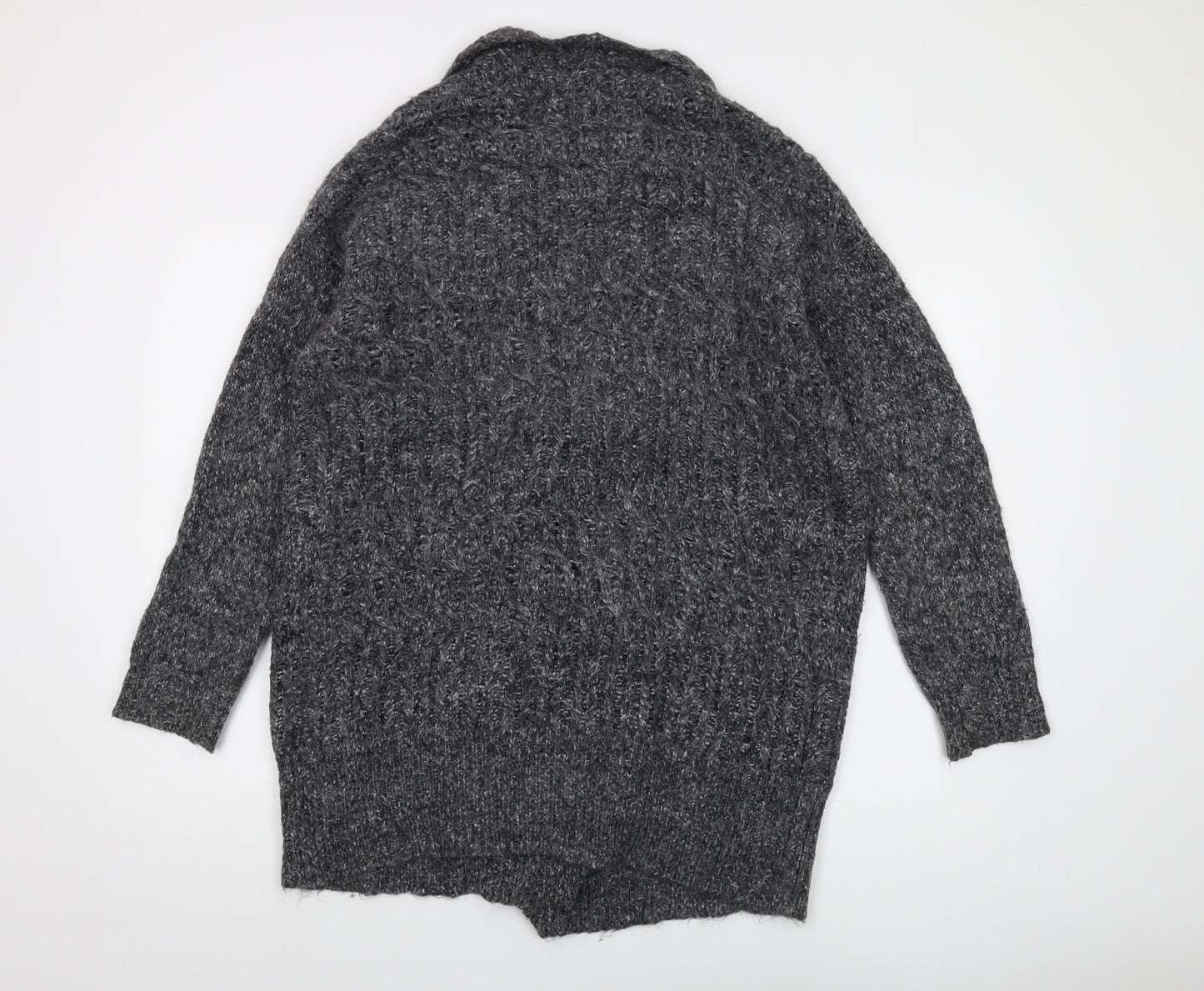Fillipa K Womens Grey V-Neck Nylon Cardigan Jumper Size S