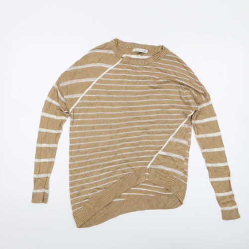 Maison de Nimes Womens Beige Round Neck Striped Viscose Pullover Jumper Size XS