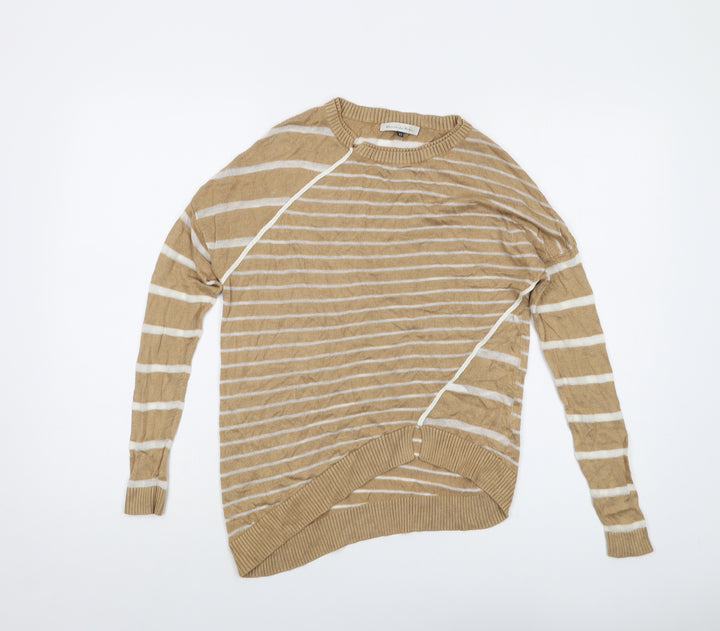 Maison de Nimes Womens Beige Round Neck Striped Viscose Pullover Jumper Size XS