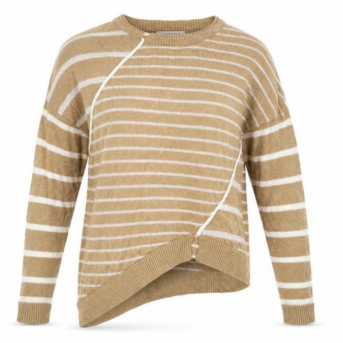Maison de Nimes Womens Beige Round Neck Striped Viscose Pullover Jumper Size XS