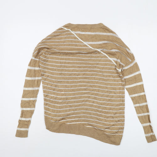Maison de Nimes Womens Beige Round Neck Striped Viscose Pullover Jumper Size XS