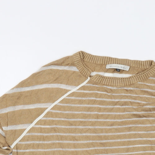 Maison de Nimes Womens Beige Round Neck Striped Viscose Pullover Jumper Size XS