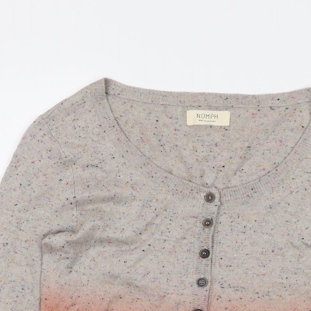 Numph Womens Grey Round Neck Viscose Cardigan Jumper Size XS