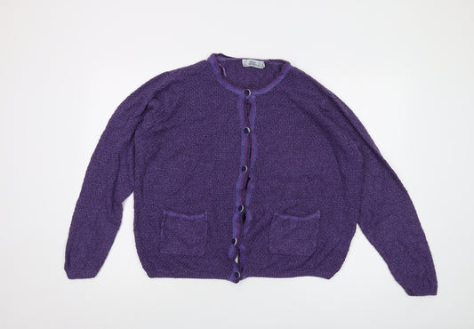 Honor Millburn Womens Purple Round Neck Acrylic Cardigan Jumper Size 14