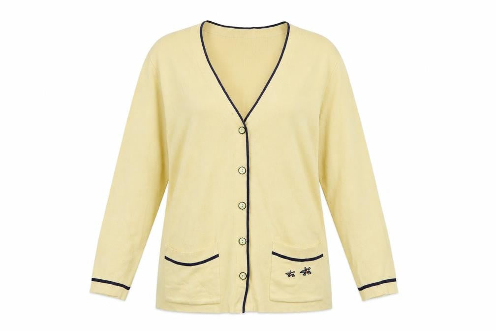 Basler Womens Yellow V-Neck Cotton Cardigan Jumper Size 12