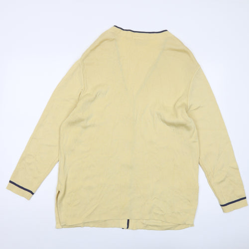 Basler Womens Yellow V-Neck Cotton Cardigan Jumper Size 12