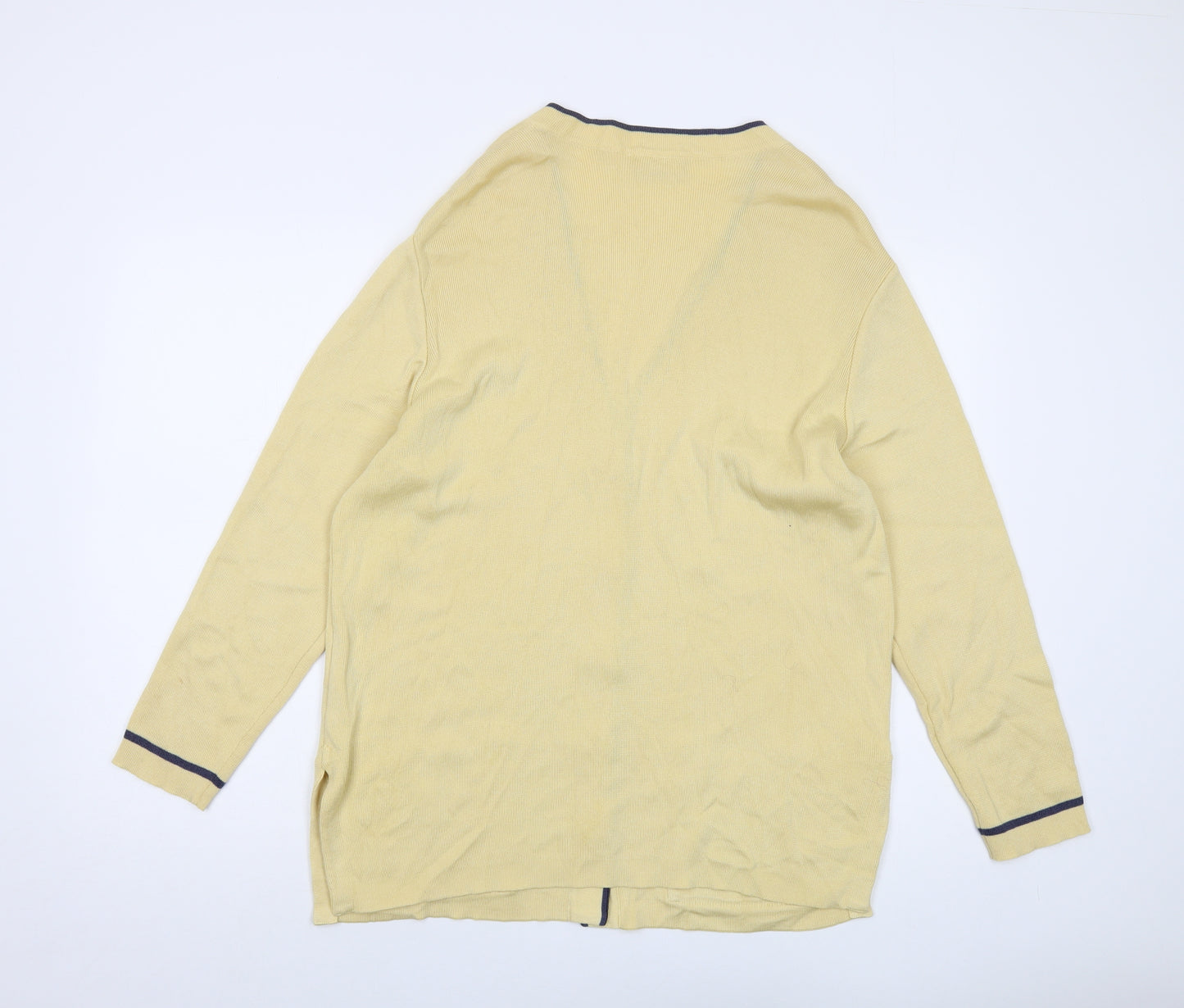 Basler Womens Yellow V-Neck Cotton Cardigan Jumper Size 12
