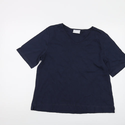 Cotswold Womens Blue Cotton Basic T-Shirt Size L V-Neck