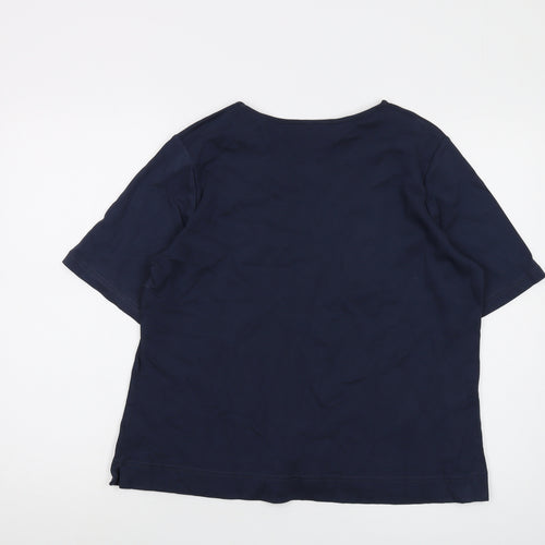 Cotswold Womens Blue Cotton Basic T-Shirt Size L V-Neck