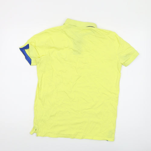 GANT Mens Yellow Cotton Polo Size M Collared Button