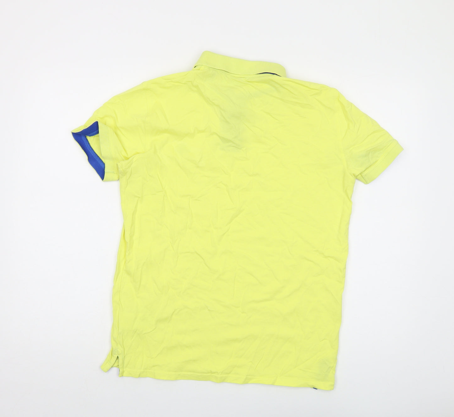 GANT Mens Yellow Cotton Polo Size M Collared Button