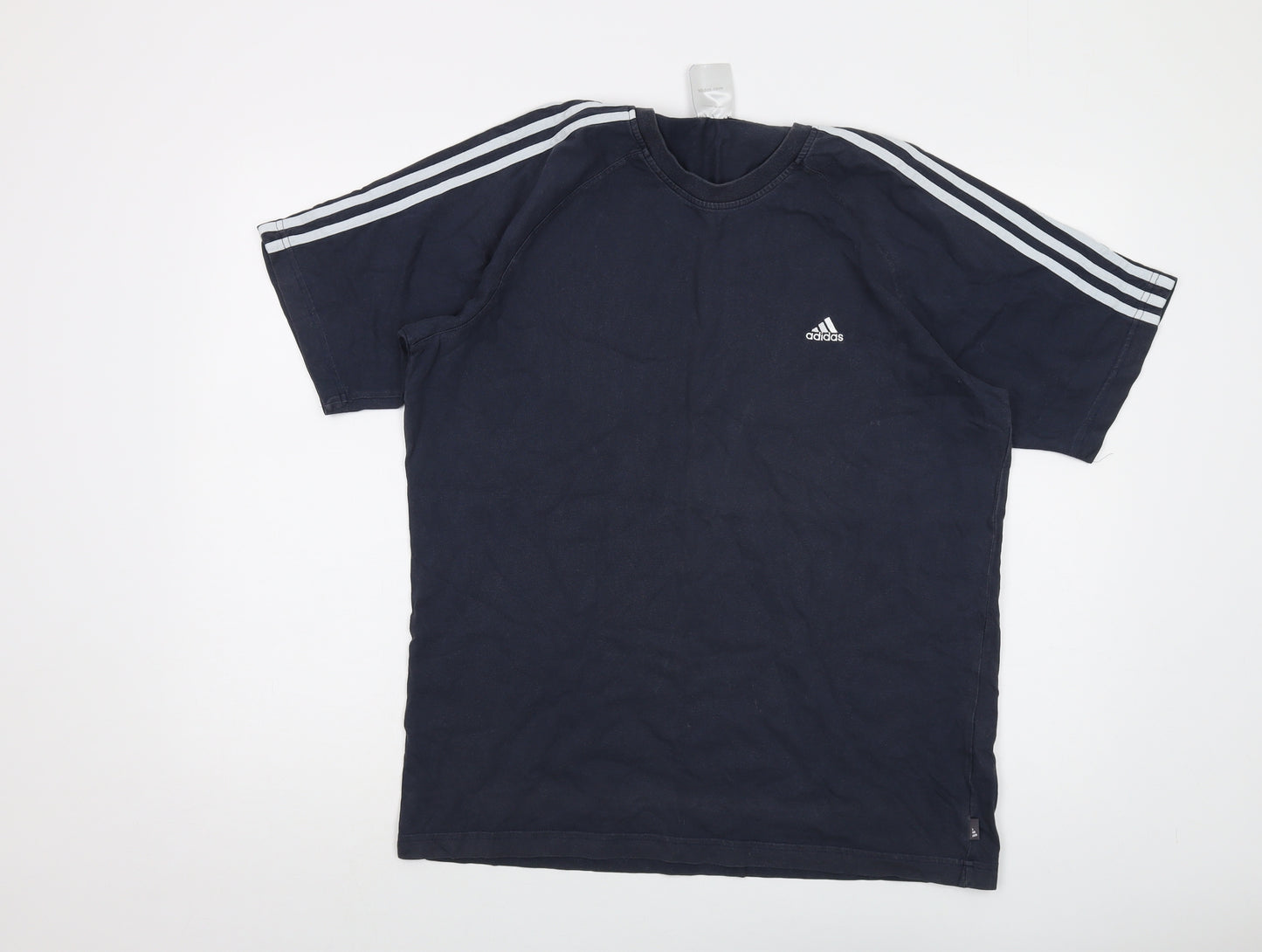 adidas Mens Blue Cotton T-Shirt Size L Crew Neck