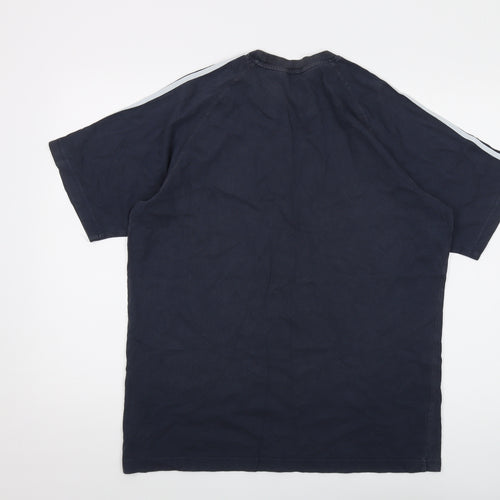 adidas Mens Blue Cotton T-Shirt Size L Crew Neck