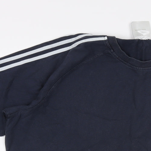 adidas Mens Blue Cotton T-Shirt Size L Crew Neck