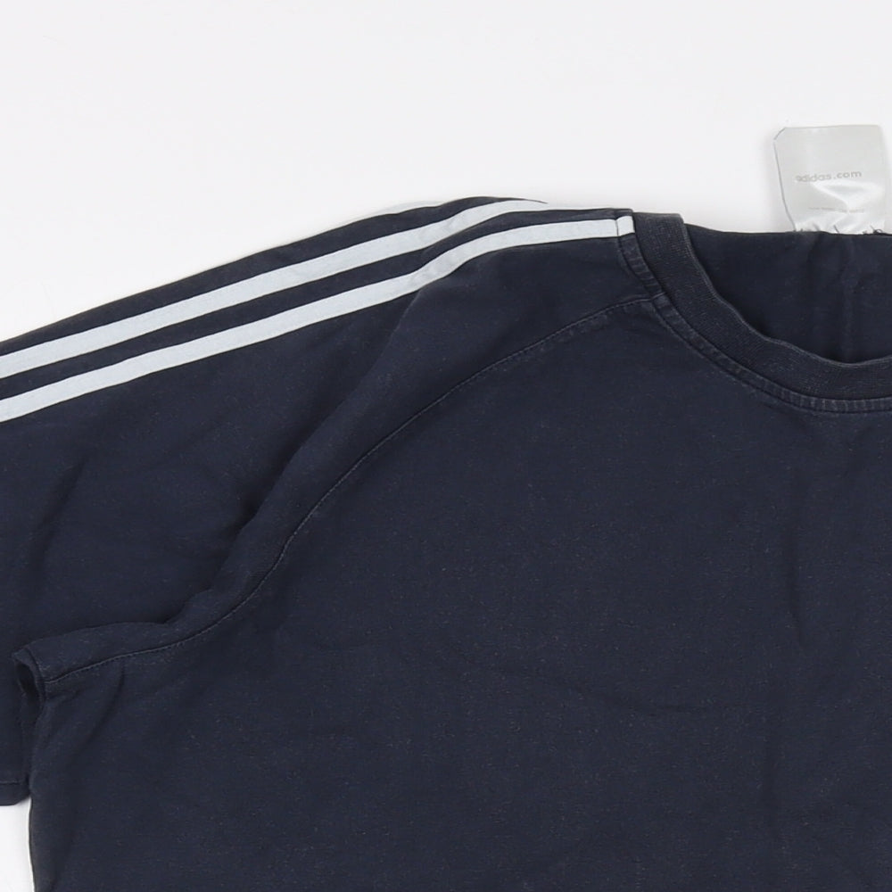 adidas Mens Blue Cotton T-Shirt Size L Crew Neck