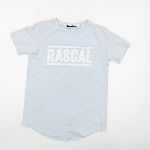 Rascal Womens Blue Cotton Basic T-Shirt Size L Crew Neck