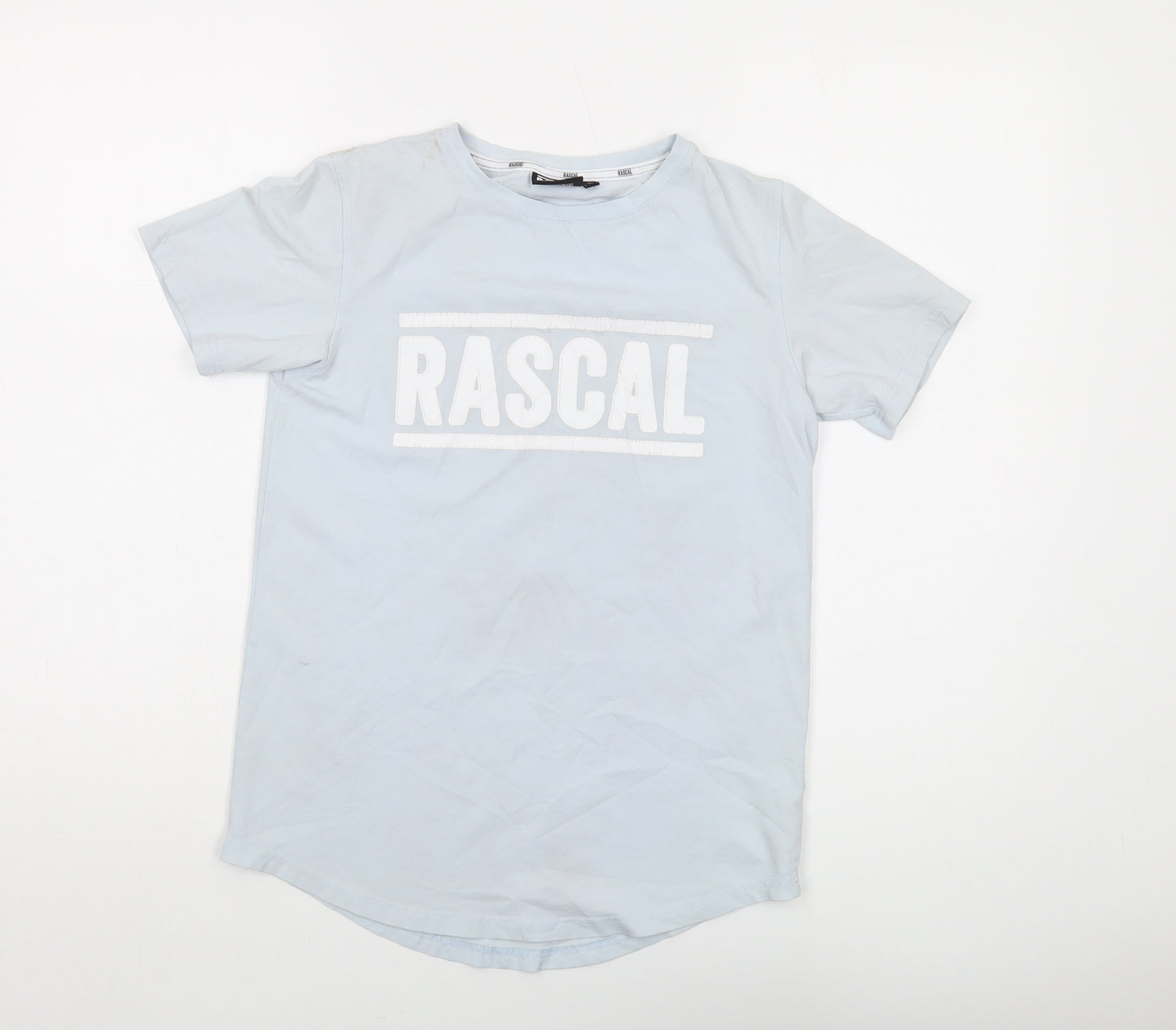 Rascal Womens Blue Cotton Basic T-Shirt Size L Crew Neck