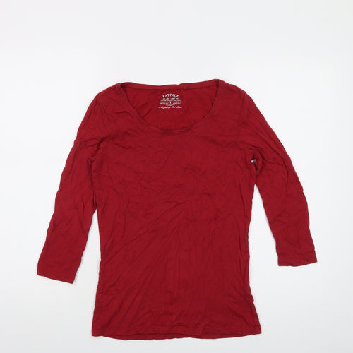 Fat Face Womens Red Cotton Basic T-Shirt Size 8 Round Neck