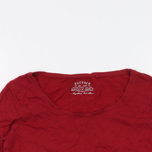 Fat Face Womens Red Cotton Basic T-Shirt Size 8 Round Neck