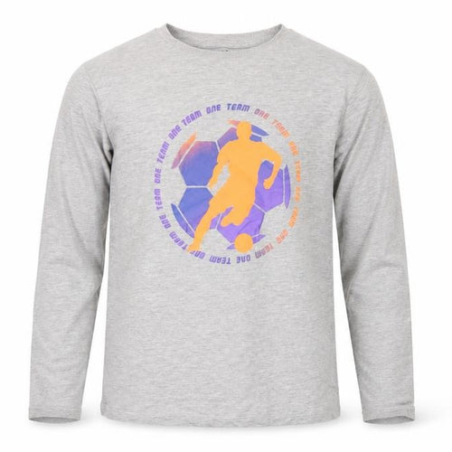 Marks and Spencer Boys Grey Cotton Basic T-Shirt Size 11-12 Years Round Neck Pullover - One Team Football