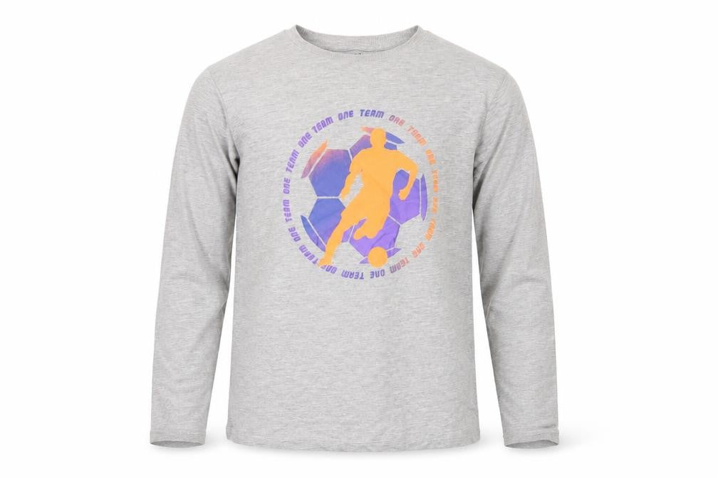 Marks and Spencer Boys Grey Cotton Basic T-Shirt Size 11-12 Years Round Neck Pullover - One Team Football