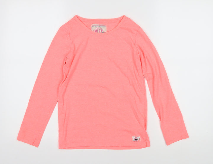 NEXT Girls Pink Cotton Basic T-Shirt Size 10 Years Boat Neck Pullover