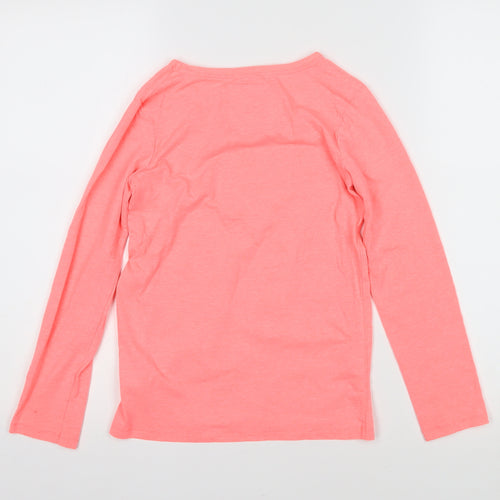 NEXT Girls Pink Cotton Basic T-Shirt Size 10 Years Boat Neck Pullover