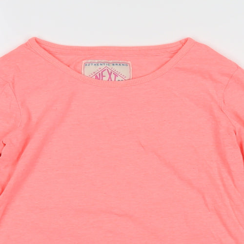 NEXT Girls Pink Cotton Basic T-Shirt Size 10 Years Boat Neck Pullover