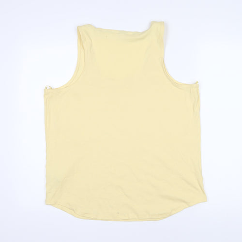 Marks and Spencer Womens Yellow Solid Cotton Top Pyjama Top Size 22