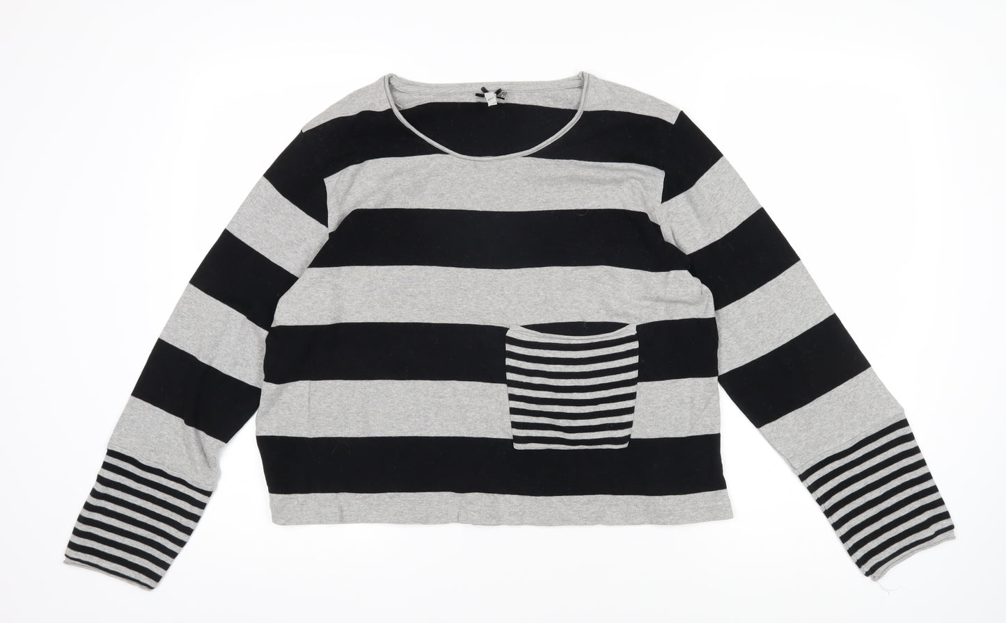 NEXT Womens Black Striped 100% Cotton Top Pyjama Top Size 18