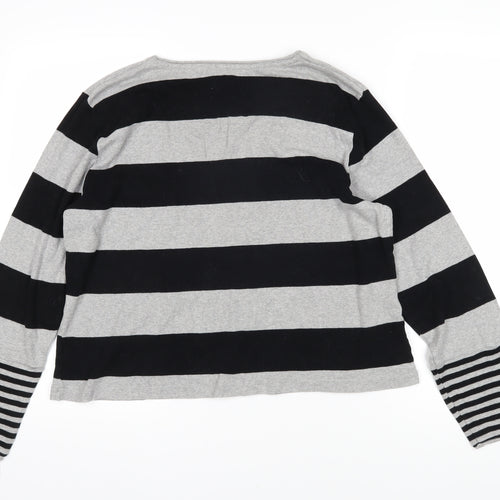 NEXT Womens Black Striped 100% Cotton Top Pyjama Top Size 18