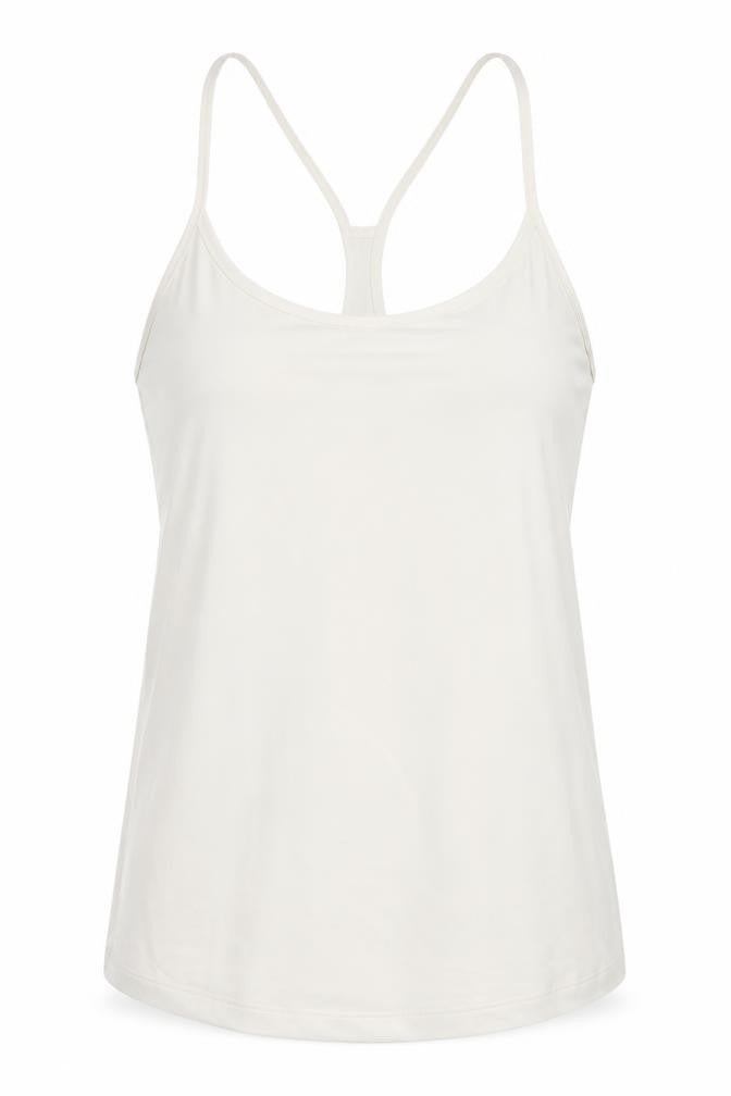 Front view of Goodmove women’s ivory polyester basic t-shirt, size UK 14, boat neck