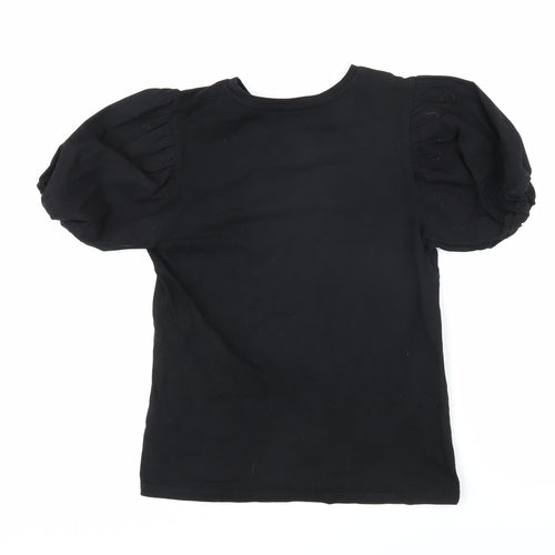 Warehouse Womens Black Cotton Basic T-Shirt Size 10 Round Neck