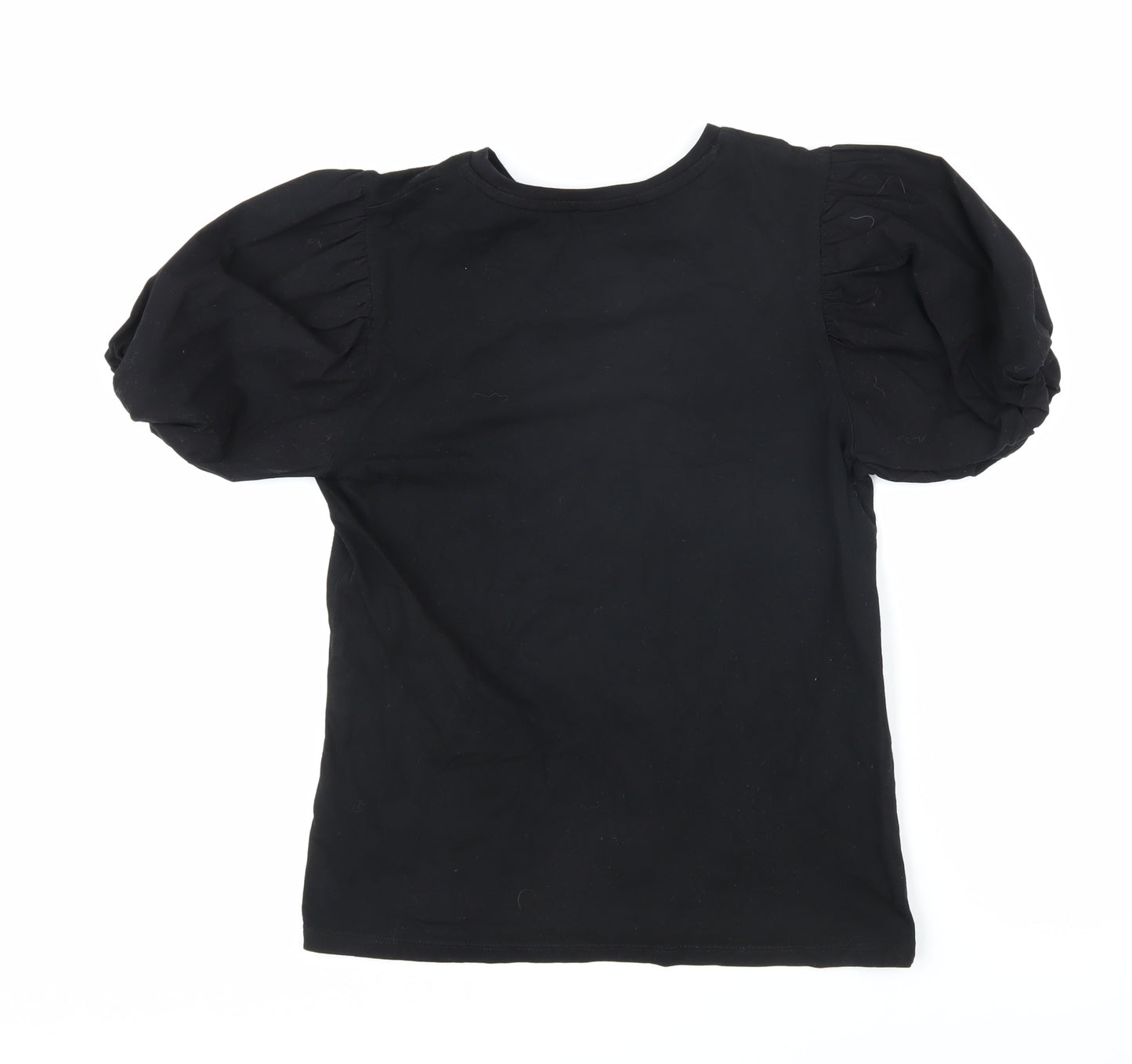 Warehouse Womens Black Cotton Basic T-Shirt Size 10 Round Neck