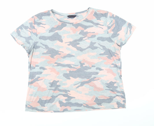 Marks and Spencer Womens Multicoloured Camouflage Polyester Basic T-Shirt Size 18 Boat Neck