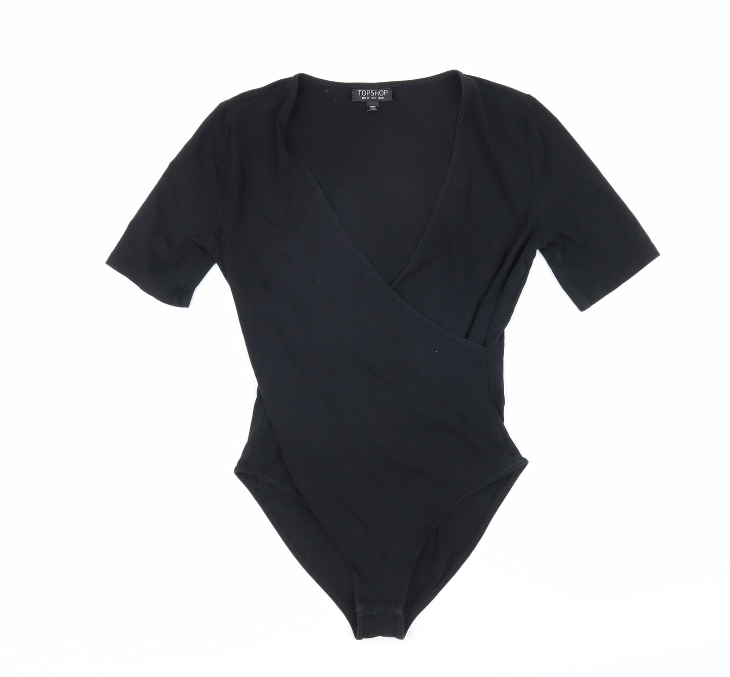 Topshop Womens Black Cotton Bodysuit One-Piece Size 10 Snap