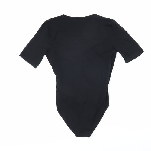 Topshop Womens Black Cotton Bodysuit One-Piece Size 10 Snap