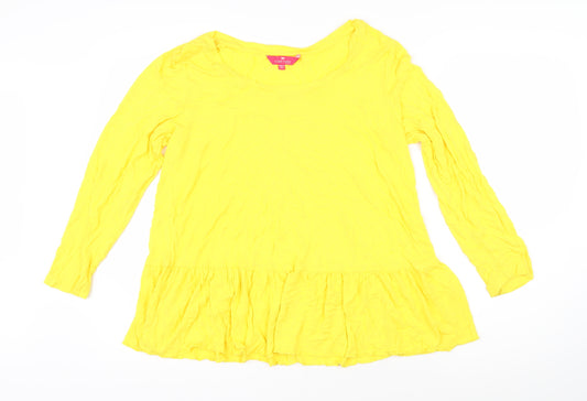 Together Womens Yellow Viscose Tunic T-Shirt Size 14 Boat Neck