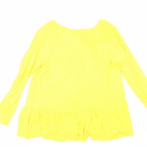 Together Womens Yellow Viscose Tunic T-Shirt Size 14 Boat Neck