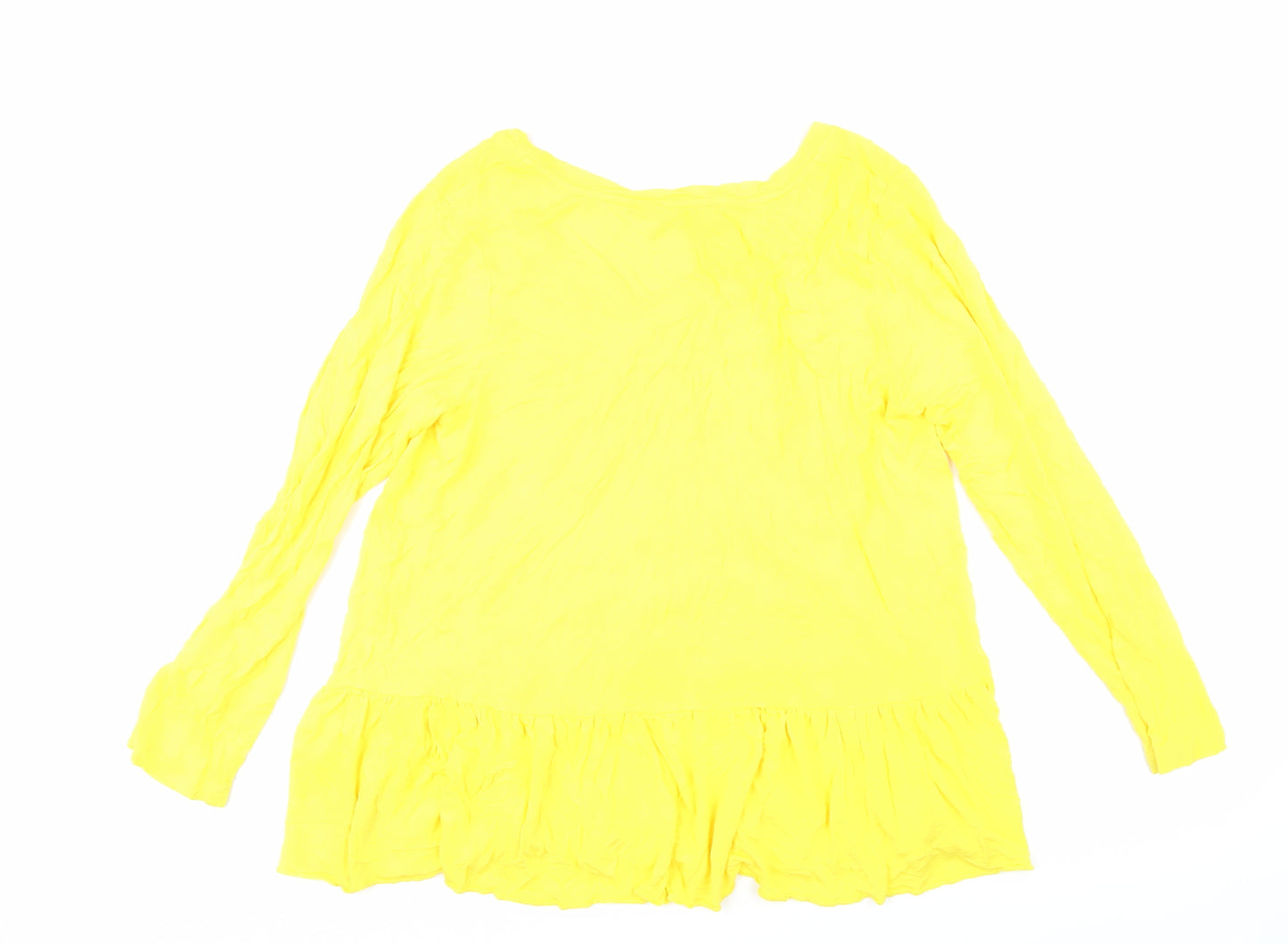 Together Womens Yellow Viscose Tunic T-Shirt Size 14 Boat Neck