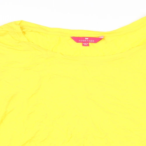 Together Womens Yellow Viscose Tunic T-Shirt Size 14 Boat Neck