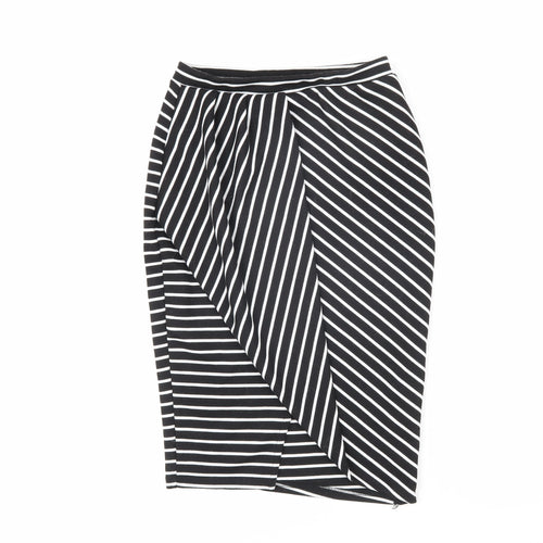 Miss Selfridge Womens Black Striped Polyester Straight & Pencil Skirt Size 6